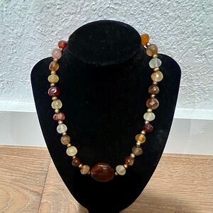 14K Gold Clasp Carnelian Beaded 17.5” 
Necklace